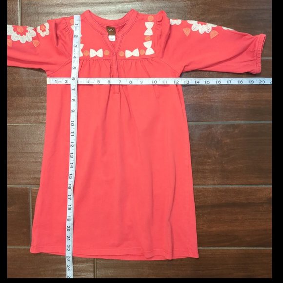 5 Tea Collection Pomegranate Embroidered Henley Dress Pink - Picture 3 of 10